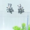 Leaf-Shaped Cubic Zirconia Stud Earrings