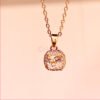 Gold-Tone Cushion-Cut Halo Pendant Necklace