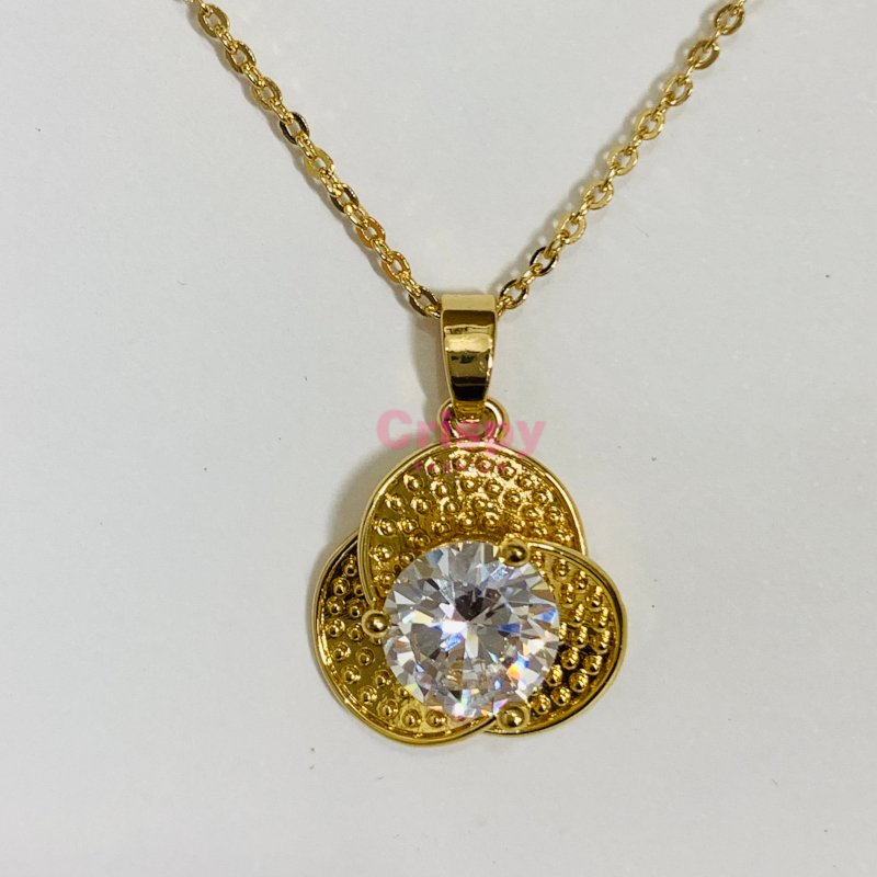 Gold-Tone Cushion-Cut Halo Pendant Necklace