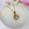 Gold-Tone Cushion-Cut Halo Pendant Necklace