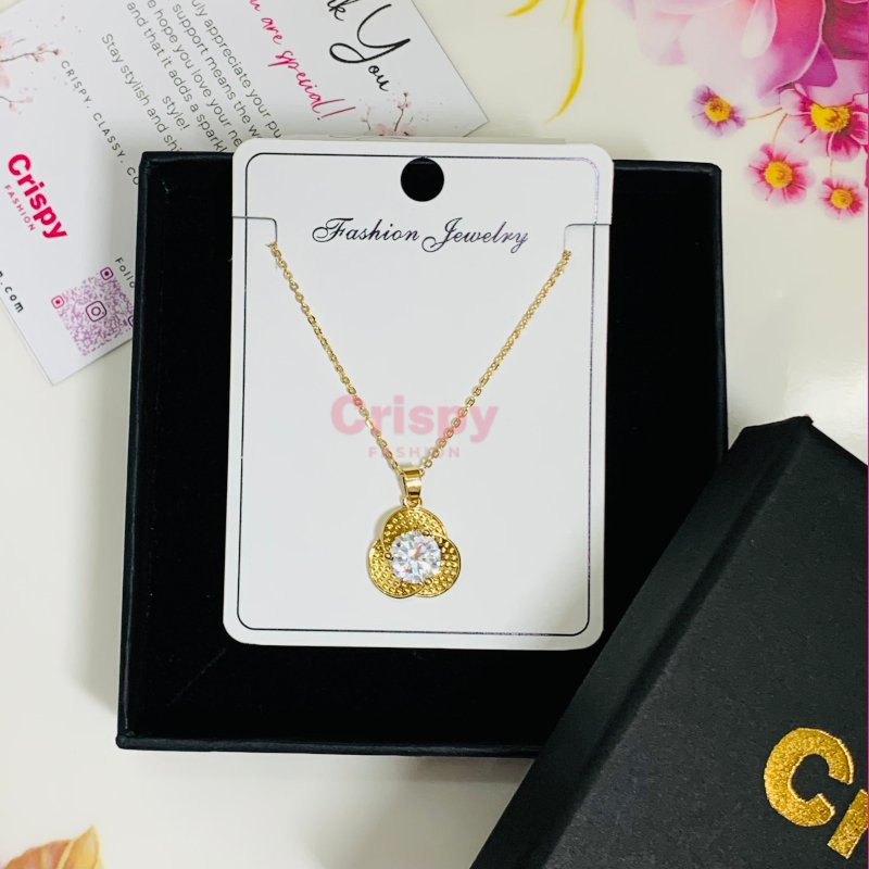 Gold-Tone Cushion-Cut Halo Pendant Necklace