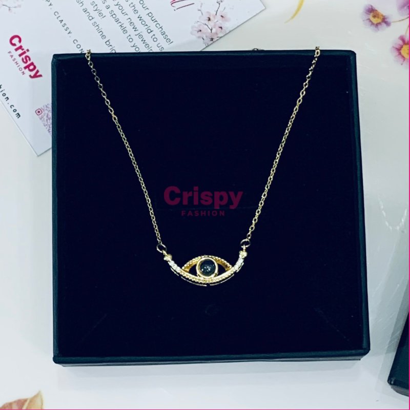 Gold-Tone Protective Evil Eye Pendant Necklace