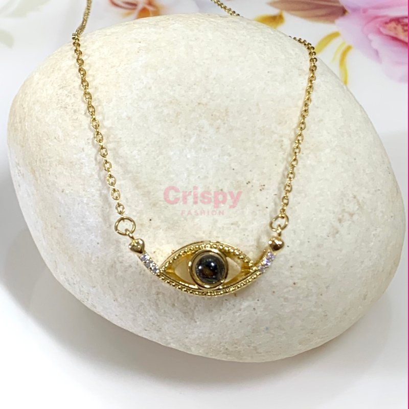 Gold-Tone Protective Evil Eye Pendant Necklace