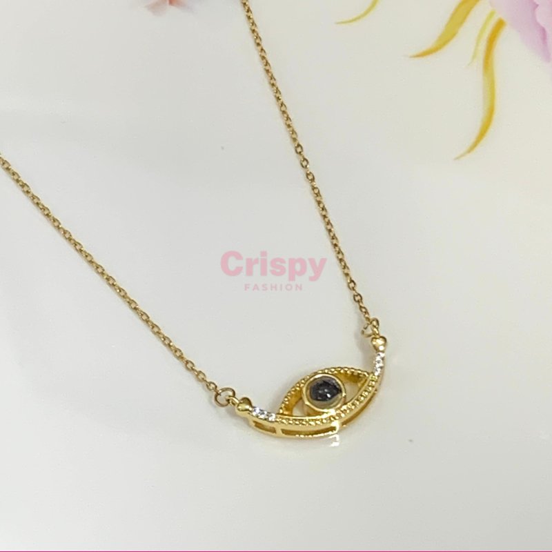Gold-Tone Protective Evil Eye Pendant Necklace