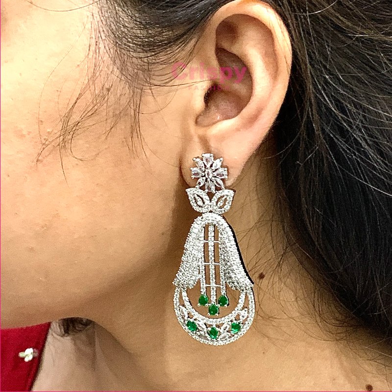 Dazzling CZ Emerald Drop Earrings