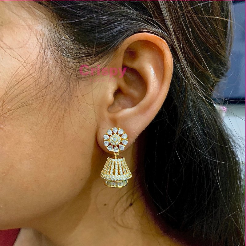 Feya American Diamond CZ Small Jhumki Earrings