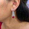 Women's Silver-Plated American Diamond Floral Drop Earrings