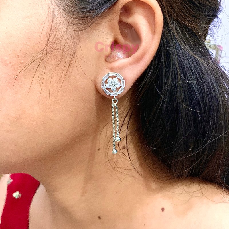 Floral Crystal Drop Earrings