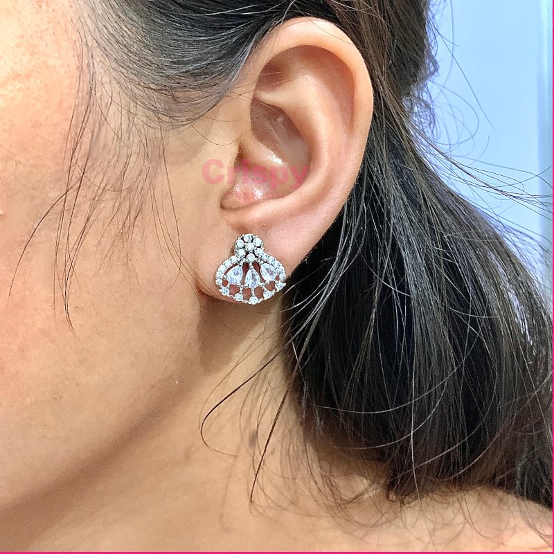 Silver-Plated Teardrop Stud Earring