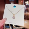 Gold-Tone Cushion-Cut Halo Pendant Necklace