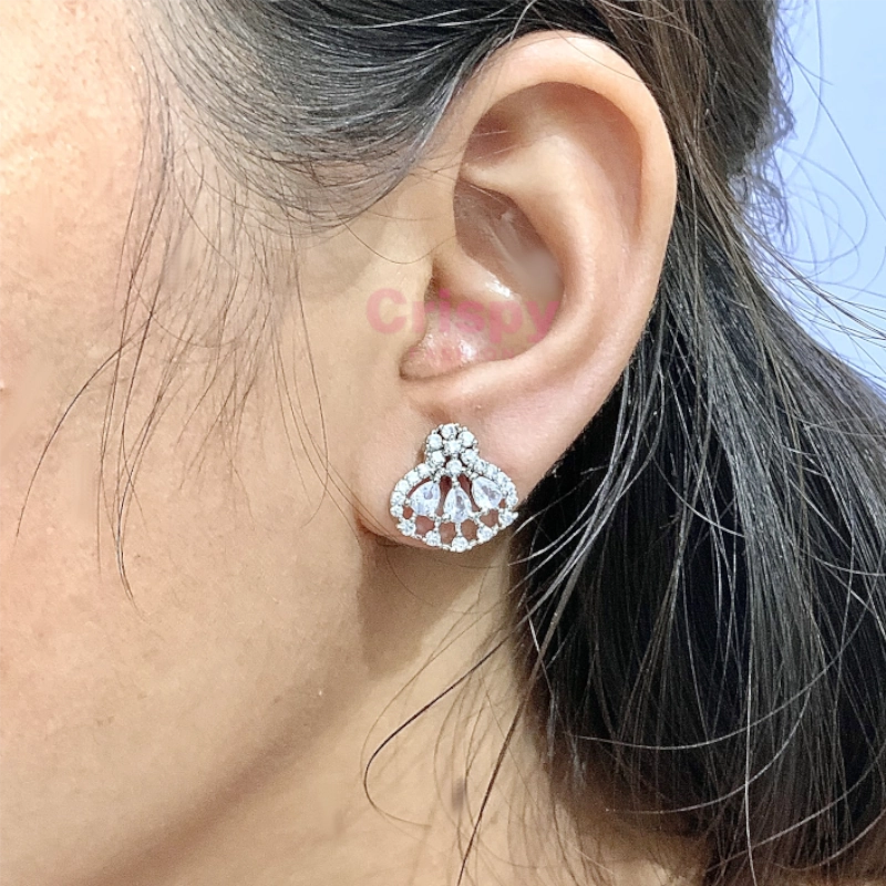 Silver-Plated Teardrop Stud Earring