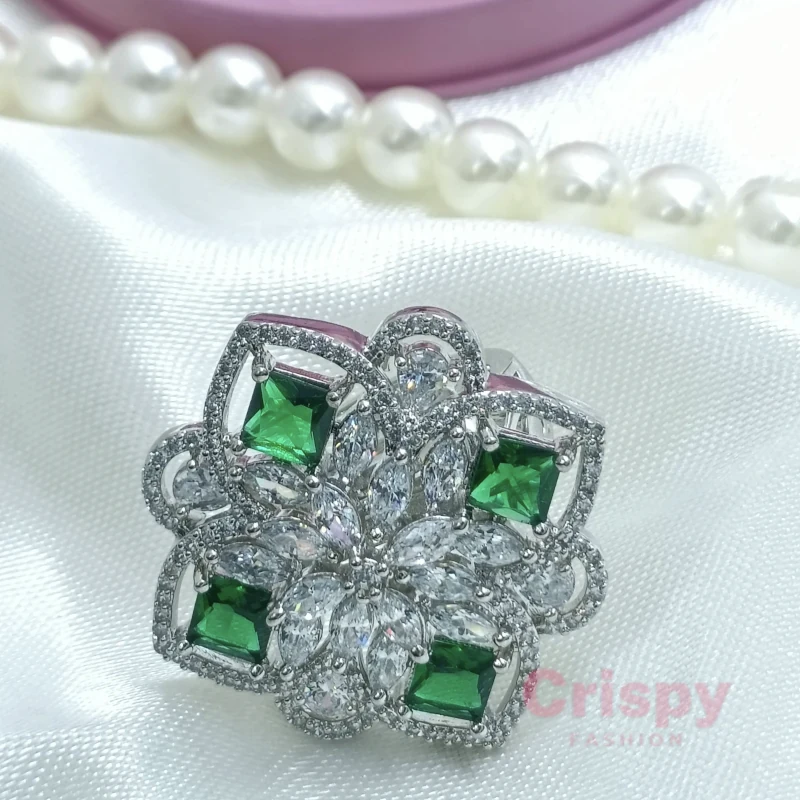 Luxurious Green American Diamond Ring