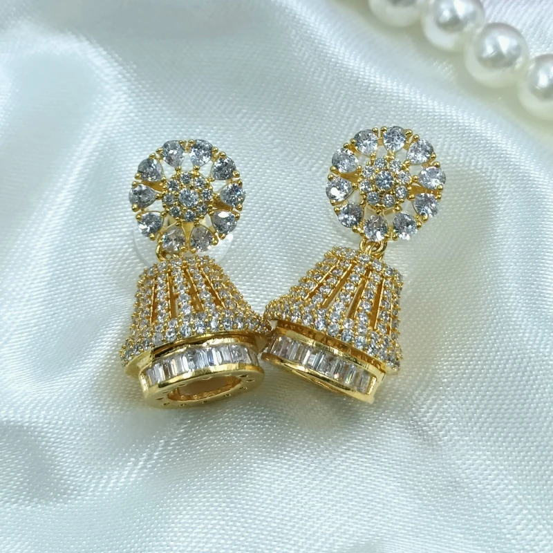 Feya American Diamond CZ Small Jhumki Earrings