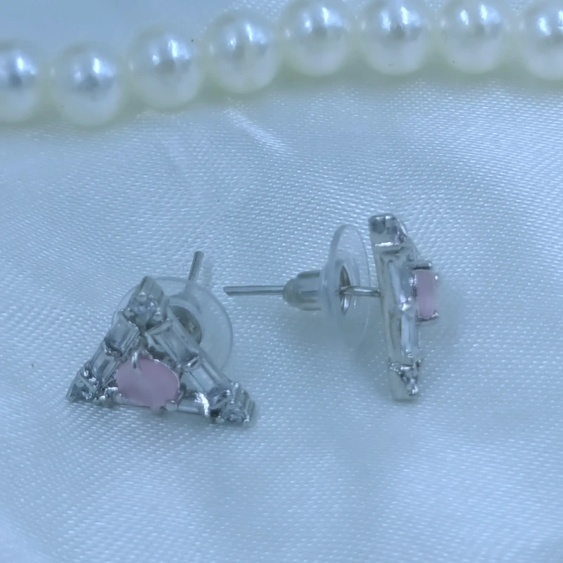 Triangle Pink Gemstone Earring