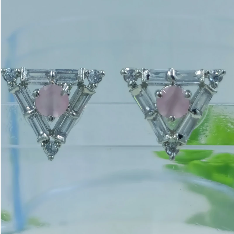 Triangle Pink Gemstone Earring
