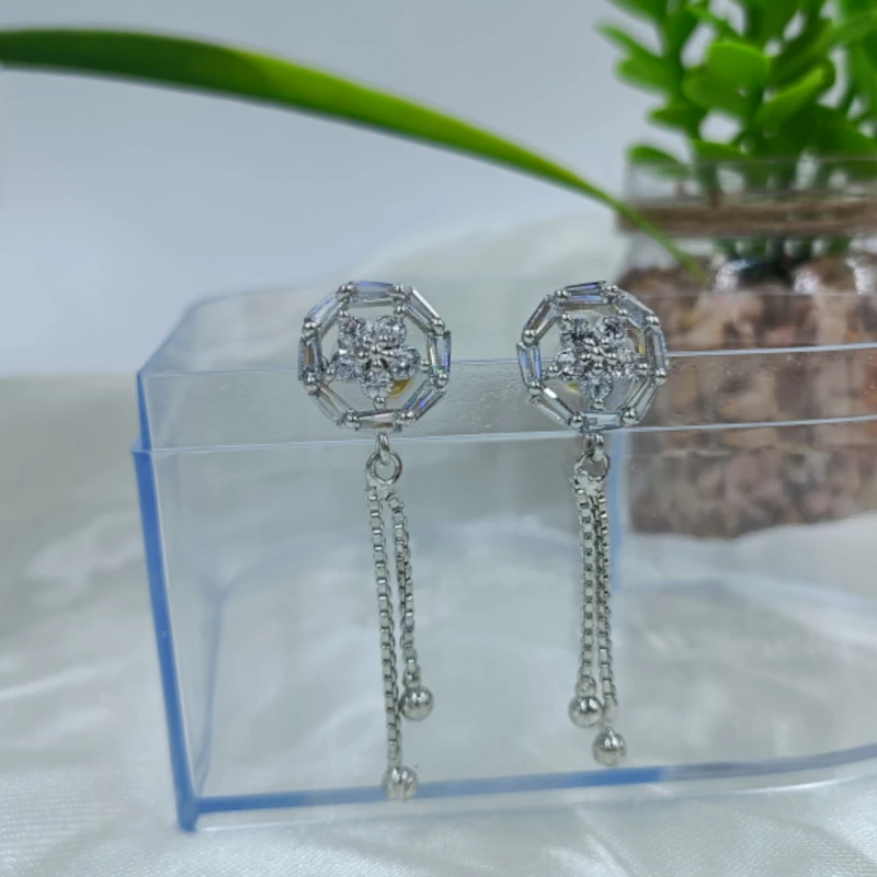 Floral Crystal Drop Earrings