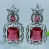Radiant Ruby with American Diamond Glam Earrings