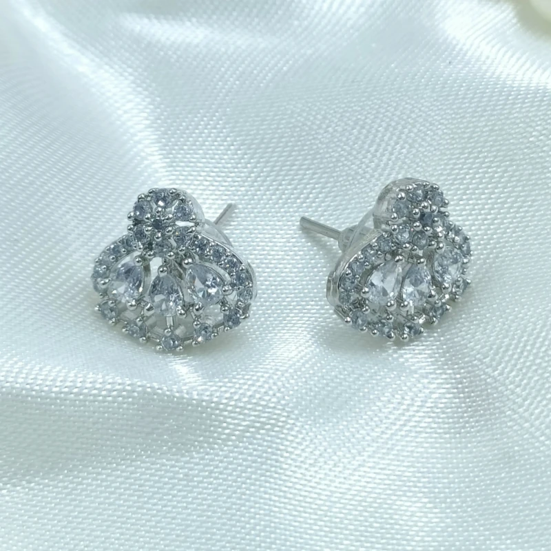 Silver-Plated Teardrop Stud Earring