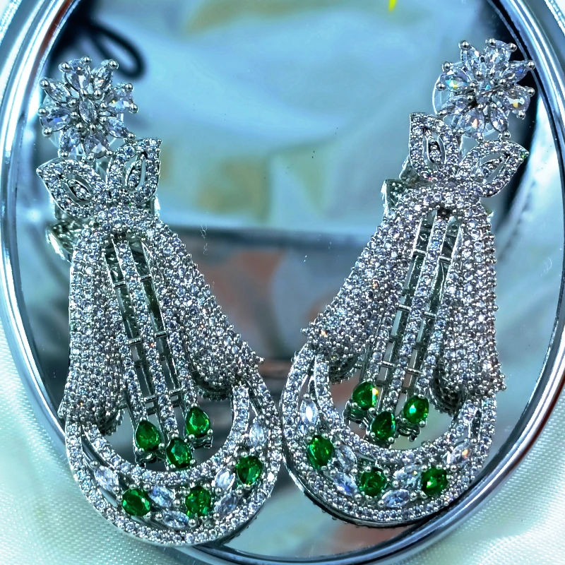 Dazzling CZ Emerald Drop Earrings
