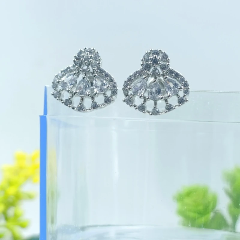 Silver-Plated Teardrop Stud Earring