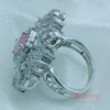 Pink Stone Embellished Silver-Toned Finger Ring