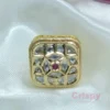 Kundan Meenakari Square Finger Ring