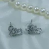 Leaf-Shaped Cubic Zirconia Stud Earrings