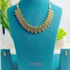 Golden Polished Kemp Stone Studded Choker Necklace Set - Temple Jewellery