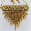 Rajwadi Meenakari and Kundan Golden Polished Choker Necklace Set with Earrings