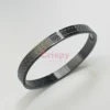 Men's Black Polished Stainless Steel Kada Bracelet with Greek Key Design