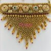 Rajwadi Meenakari and Kundan Golden Polished Choker Necklace Set with Earrings