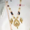 Multi-Strand Pearl Rajwadi Long Necklace with Meenakari Pendant