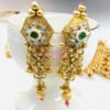 Rajwadi Meenakari and Kundan Golden Polished Choker Necklace Set with Earrings