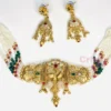 Golden Polished Pearl & Kundan Choker Set with Earrings