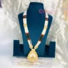 Multi-Strand Pearl Rajwadi Long Necklace with Meenakari Pendant