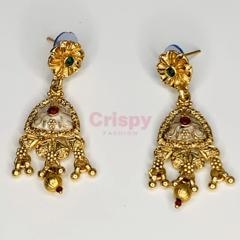 Golden Polished Pearl & Kundan Choker Set with Earrings