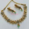 Traditional Meenakari Brass Gold Plated Choker Necklace Set with Earrings