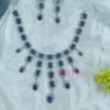 Elegant American Diamond and Emerald Green Stone Necklace and Earring Set