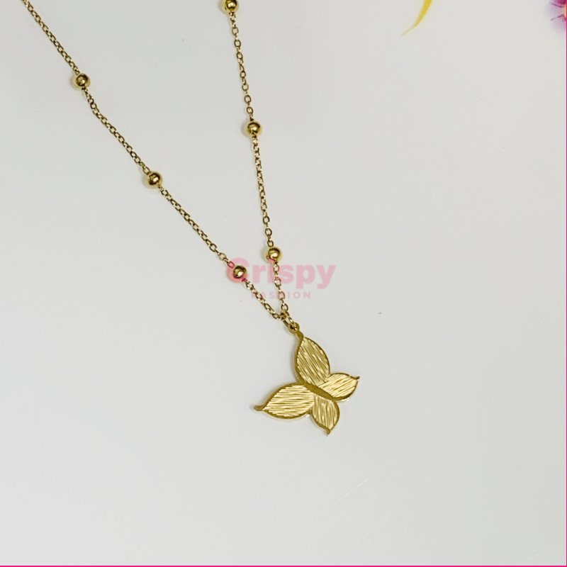 Delicate Gold Butterfly Pendant Necklace