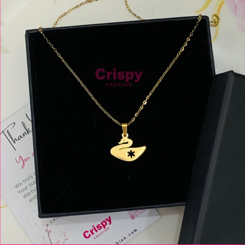 Delicate Gold Swan Pendant Necklace
