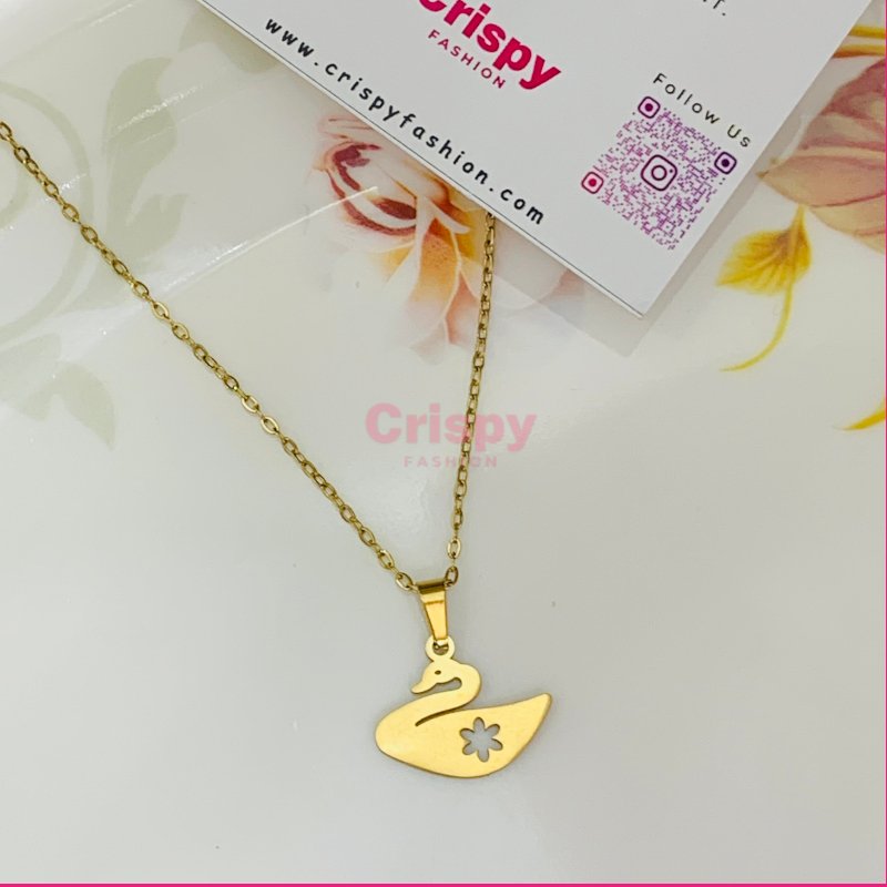 Delicate Gold Swan Pendant Necklace