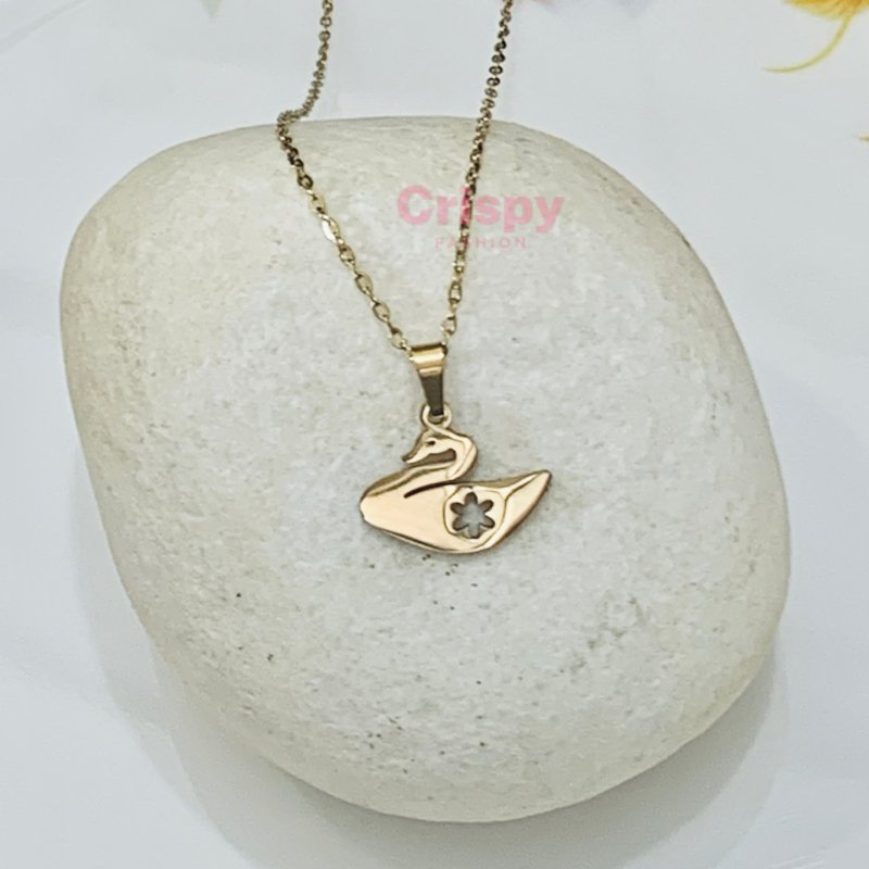 Delicate Gold Swan Pendant Necklace