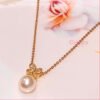 Butterfly Pendant Necklace with Pearl Drop