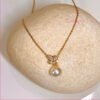Butterfly Pendant Necklace with Pearl Drop