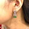 Elegant American Diamond and Emerald Green Stone Necklace and Earring Set