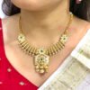 Traditional Meenakari Brass Golden Polished Choker Necklace Set with Earrings