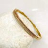 Women's Anti-Tarnish Stainless Steel Bangle with Clear and Pink Gemstone Stripes
