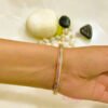 Women's Anti-Tarnish Stainless Steel Bangle with Clear and Pink Gemstone Stripes