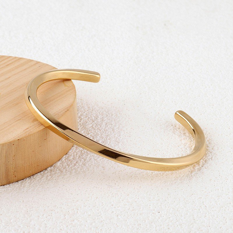 Unisex Minimalist Open Cuff Anti-Tarnish Stainless Steel Bracelet