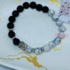 Unisex Lava Stone and Howlite Beaded Bracelet with Buddha Charm